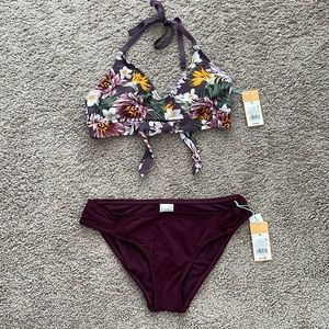 Bikini set, floral/purple, size M, NEW WITH TAGS